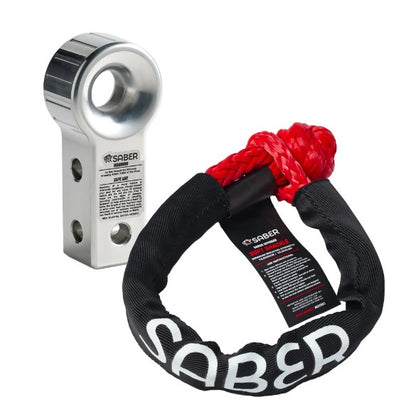 Saber Recovery Rear Hitch Polished Aluminium & 15K Soft Shackle Bundle