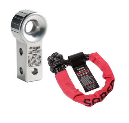 Saber Recovery Rear Hitch Polished Aluminium & 14K Soft Shackle Bundle